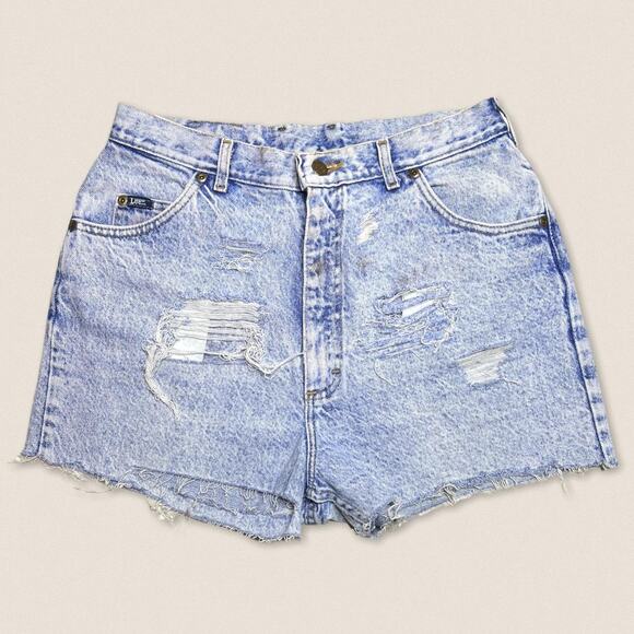 Lee Pants - Vintage Lee Acid Wash jean Denim cut off distressed jorts Shorts 29”